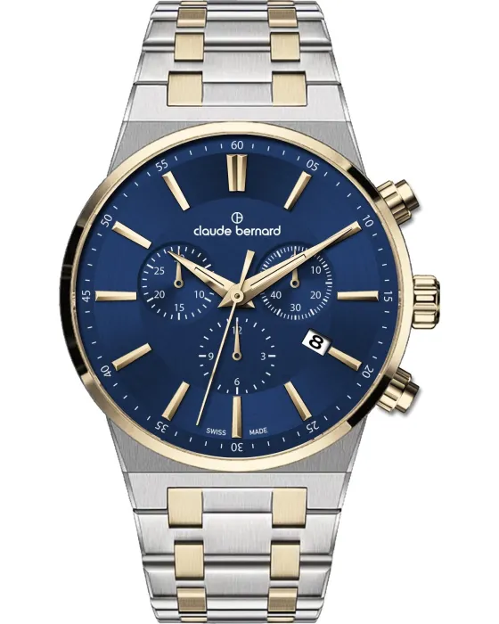 Male watch Claude Bernard Neo 1973 Chronograph 10265 357JM BUID, Blue dial, Bracelet in Stainless Steel