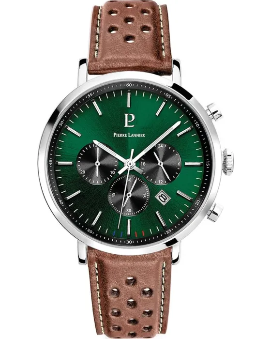 Men's watch Pierre Lannier Baron Chronograph 219G164, Brown dial, Strap in Leather