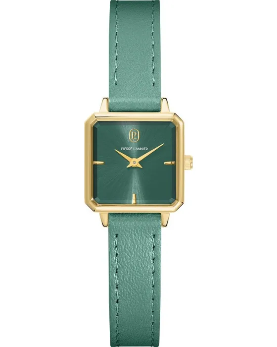 Female watch Pierre Lannier Leonor 072J577, Green dial, Strap in Leather