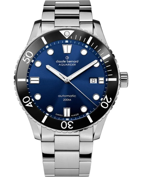 Men's watch Claude Bernard Aquarider Automatic 80129 3NBM BUIB, Blue dial, Bracelet in Stainless Steel
