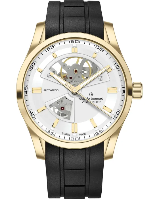 Men's watch Claude Bernard Aquarider Open Heart Automatic 85030 37JCA AID, Silver dial, Strap in Rubber