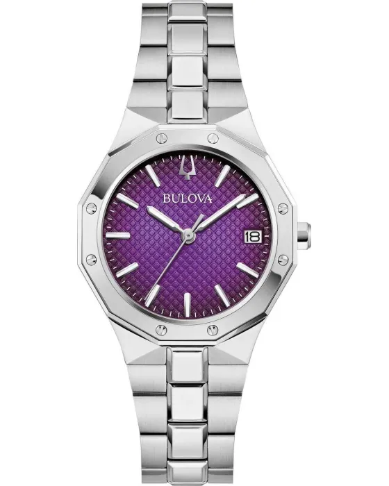 Γυναικείο ρολόι Bulova Prestige 96M168, Μωβ καντράν, Μπρασελέ από Ανοξείδωτο ατσάλι