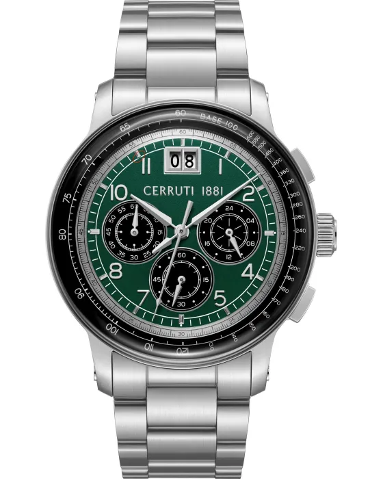 Ανδρικό ρολόι Cerruti Petroio Chronograph CIWGI0084606, Πράσινο καντράν, Μπρασελέ από Ανοξείδωτο ατσάλι