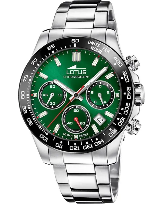 Men's watch Lotus Chronograph L18912 / 5, Green dial, Bracelet in Stainless Steel