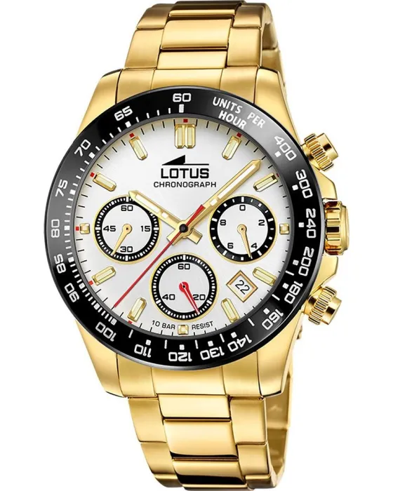 Ανδρικό ρολόι Lotus Chronograph L18914 / 1, Λευκό καντράν, Μπρασελέ από Ανοξείδωτο ατσάλι