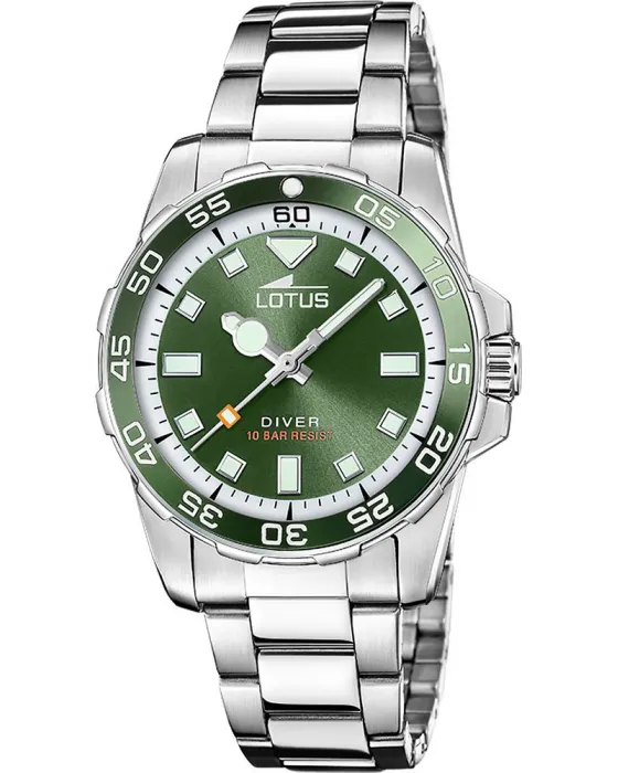Women's watch Lotus Diver L18936 / 6, Green dial, Bracelet in Stainless Steel