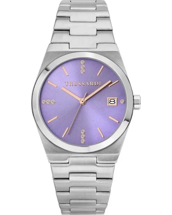 Γυναικείο ρολόι Trussardi T-Milano R2453175503, Μωβ καντράν, Μπρασελέ από Ανοξείδωτο ατσάλι