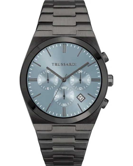 Ανδρικό ρολόι Trussardi T-Milano Chronograph R2453175001, Γαλάζιο καντράν, Μπρασελέ από Ανοξείδωτο ατσάλι