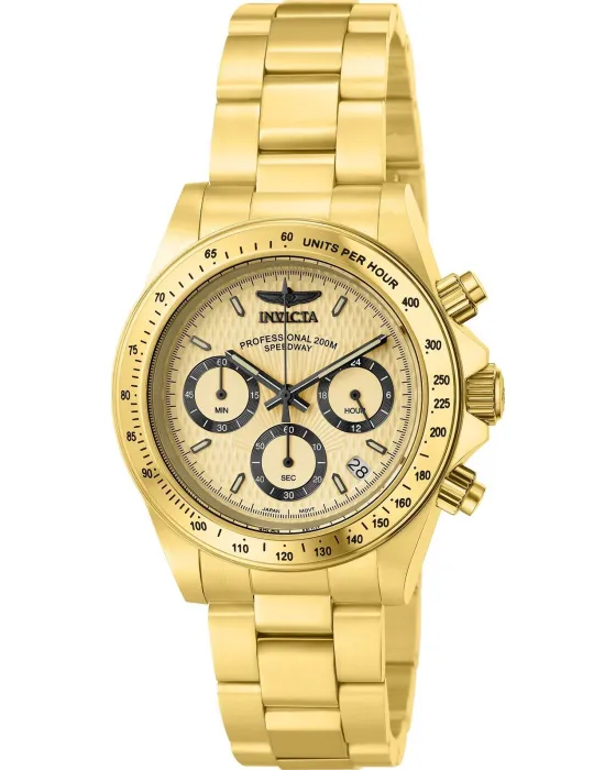 Men's watch Invicta Speedway Chronograph 14929, Gold dial, Bracelet in Stainless Steel