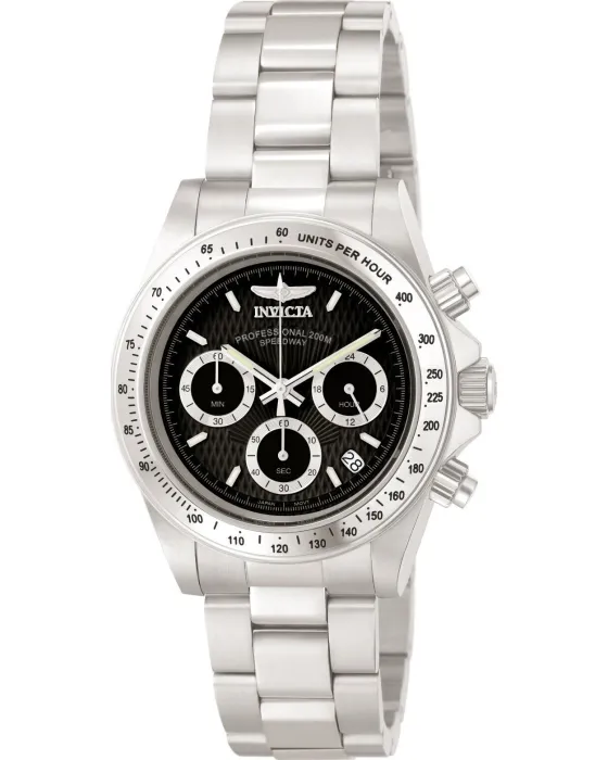 Ανδρικό ρολόι Invicta Speedway Chronograph 9223, Μαύρο καντράν, Μπρασελέ από Ανοξείδωτο ατσάλι