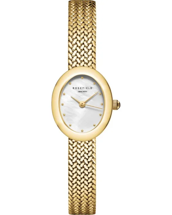 Female watch Rosefield Mini Oval MWGMG-M02, Mother Of Pearl / Silver dial, Bracelet in Stainless Steel