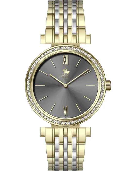 Women's watch American Polo APTTGPGY101SL, Black dial, Bracelet in Stainless Steel