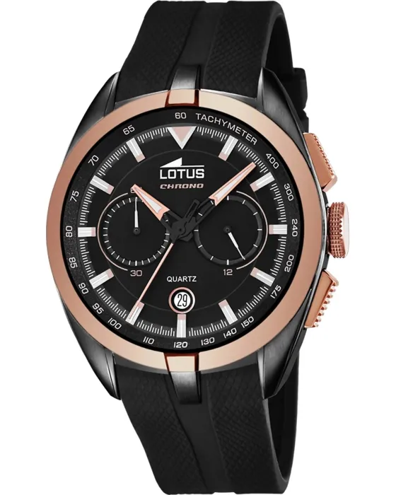 Men's watch Lotus Chronograph L18192 / 1, Black dial, Bracelet in Rubber