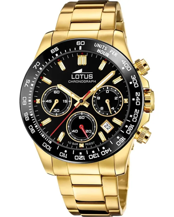 Ανδρικό ρολόι Lotus Chronograph L18914 / 6, Μαύρο καντράν, Μπρασελέ από Ανοξείδωτο ατσάλι