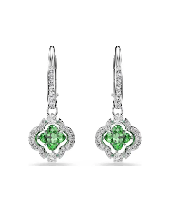 Swarovski Una Angelic Earrings 5758001, Crystal / Rhodium / Zircon, Green / Silver