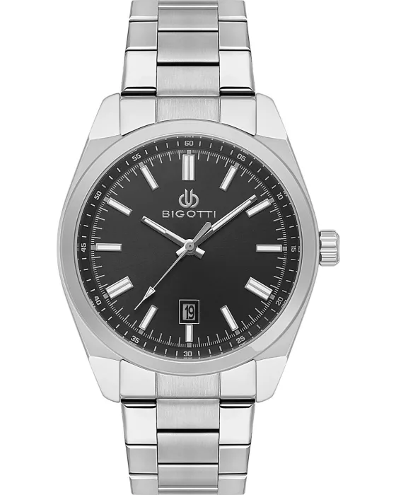 Ανδρικό ρολόι Bigotti Milano BG.1.10568-2, Μαύρο καντράν, Μπρασελέ από Ανοξείδωτο ατσάλι