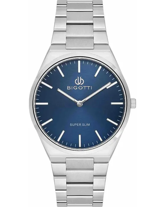 Ανδρικό ρολόι Bigotti Milano Super Slim BG.1.10745-4, Μπλε καντράν, Μπρασελέ από Ανοξείδωτο ατσάλι