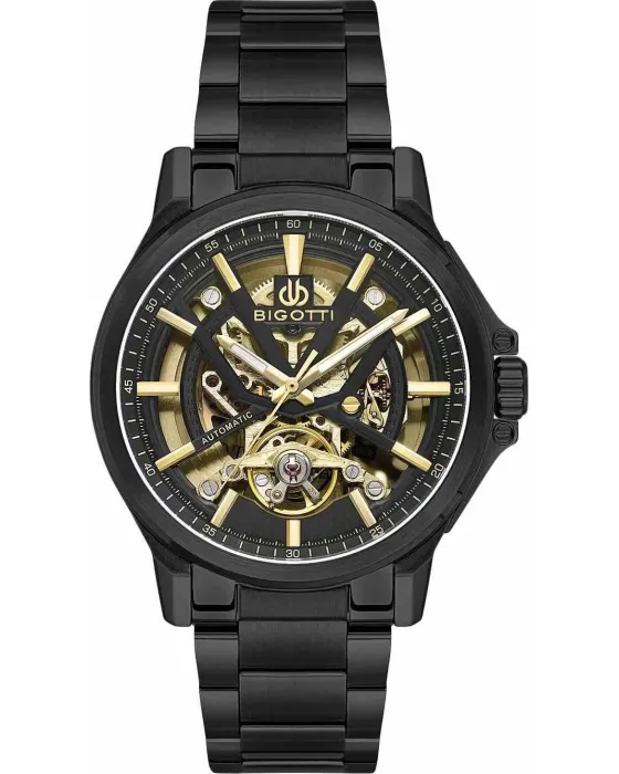 Male watch Bigotti Milano Automatic BG.1.10731-5, Black / Gold dial, Bracelet in Stainless Steel