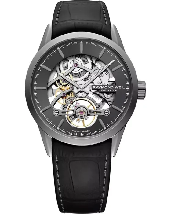 Men's watch Raymond Weil Freelancer Automatic 2785-TI1-60001, Black dial, Strap in Leather