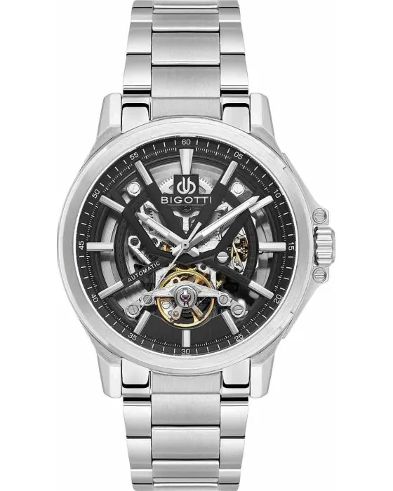 Male watch Bigotti Milano Automatic BG.1.10731-2, Black / Silver dial, Bracelet in Stainless Steel
