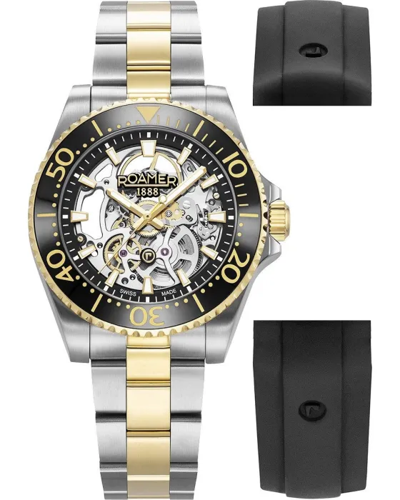 Men's watch Roamer Premier Skeleton Automatic Limited Box Set 986984-47-85-21, Silver dial, Bracelet in Stainless Steel