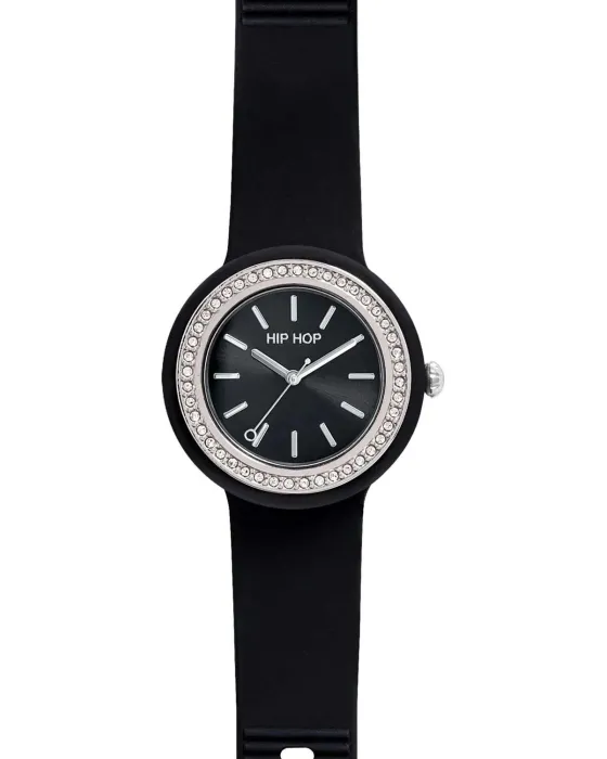 Women's watch Hip Hop Hero. HWU1305, Black dial, Strap in Silicone