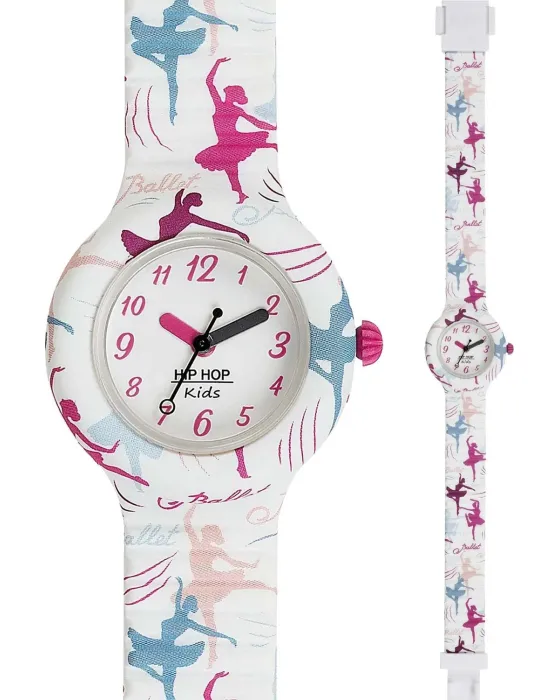 watch Hip Hop Kids Fun Dancer HWU0902, White dial, Strap in Silicone