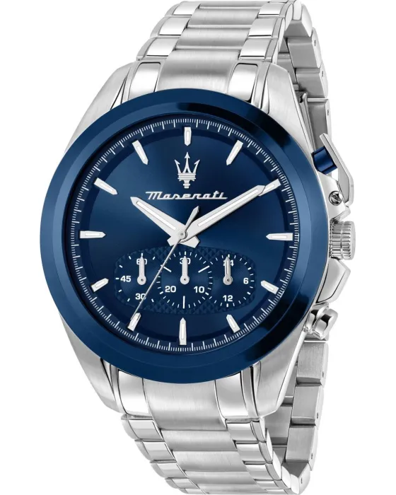 Ανδρικό ρολόι Maserati Traguardo Chronograph R8873612067, Μπλε καντράν, Μπρασελέ από Ανοξείδωτο ατσάλι