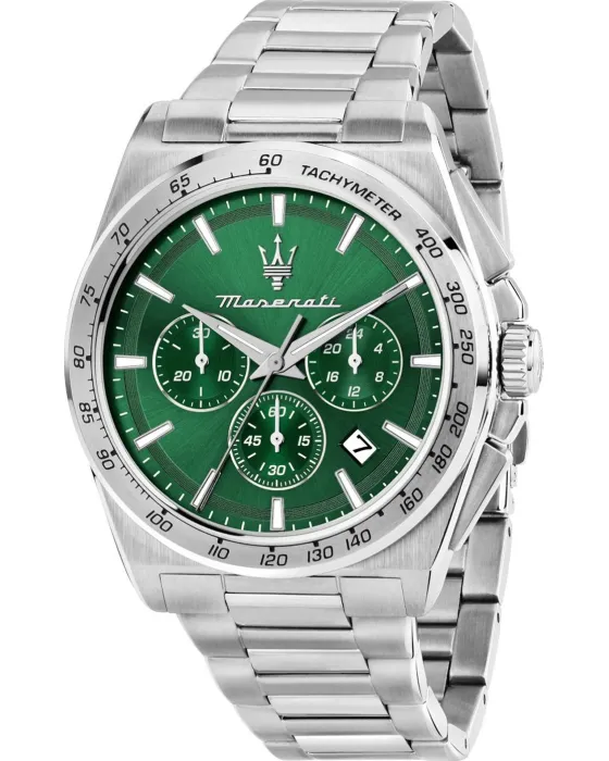 Ανδρικό ρολόι Maserati Velocita Chronograph R8873652013, Πράσινο καντράν, Μπρασελέ από Ανοξείδωτο ατσάλι