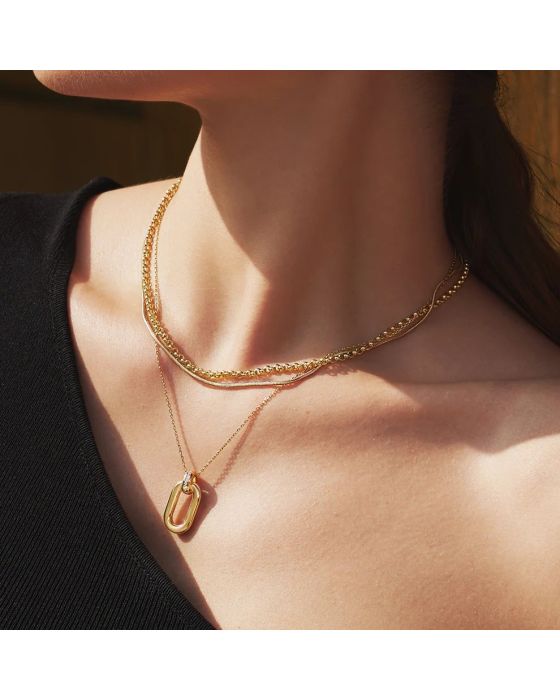 Κολιέ Ania Haie Oval Hoop Pendant N062-01G - 