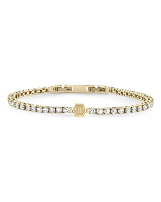 Bracelets Βραχιόλι Philipp Plein Tennis Crystals PJSEA10BU, Stainless steel, Gold