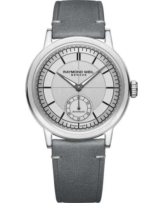 Men's watch Raymond Weil Millesime Automatic 2930-STC-65001, Silver dial, Strap in Leather