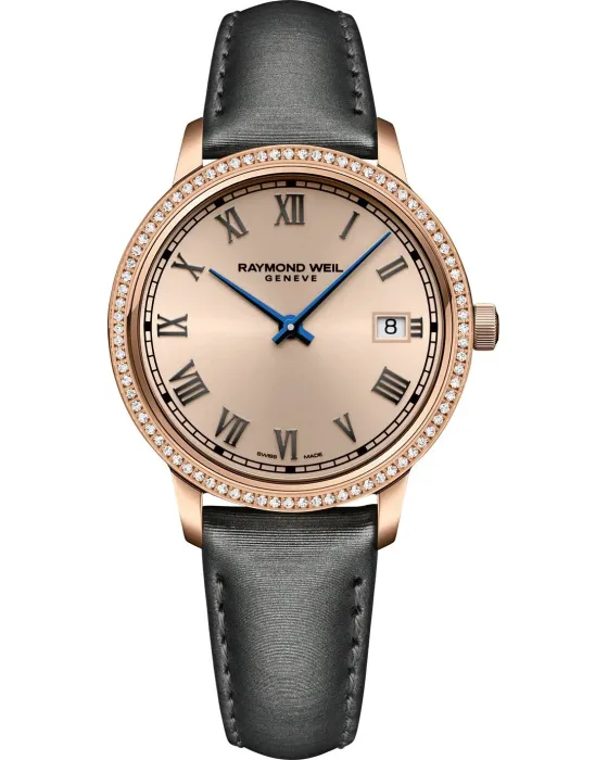Women's watch Raymond Weil Toccata 80 Diamonds 5385-C5S-00859, Rose gold dial, Strap in Leather