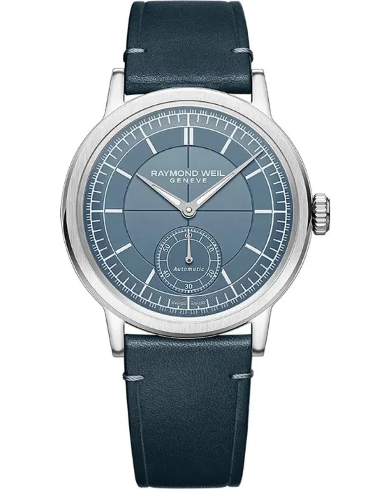 Men's watch Raymond Weil Millesime Automatic 2930-STC-50011, Blue dial, Strap in Leather
