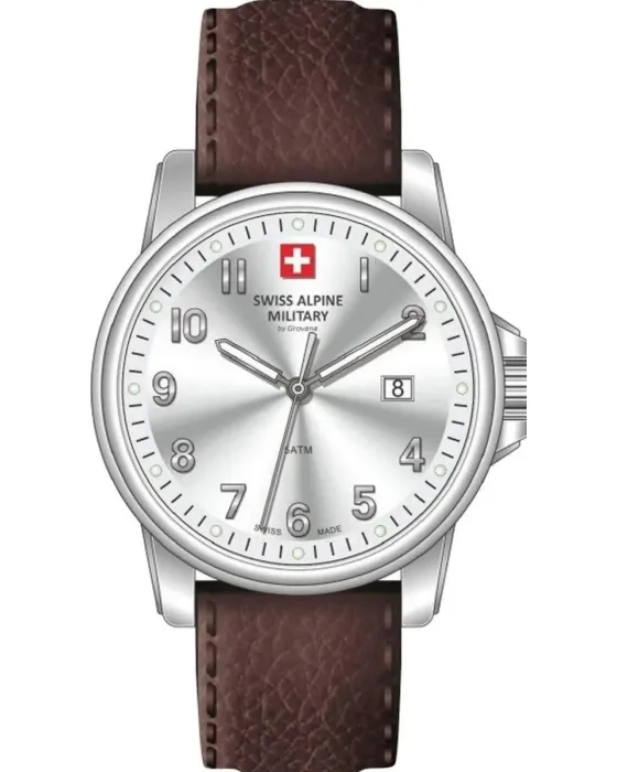 Women's watch Swiss Alpine Military by Grovana Leader SAM7711.1532, Silver dial, Strap in Leather