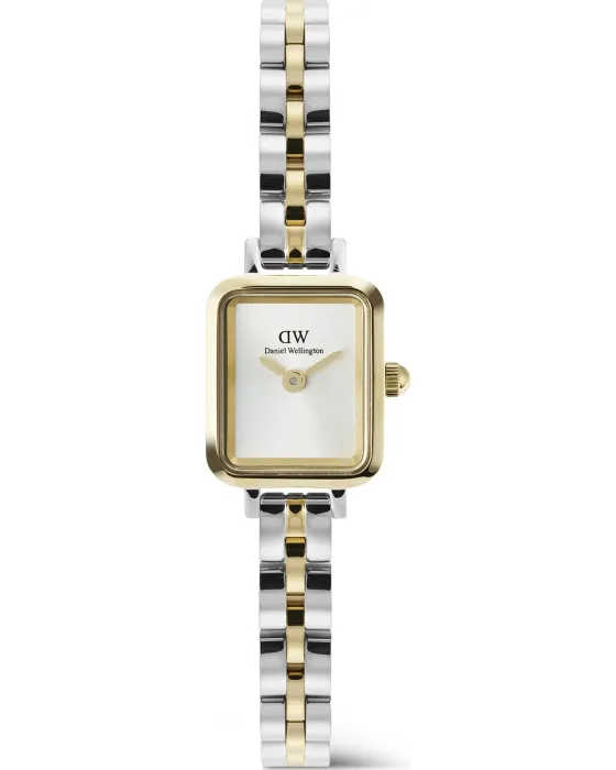 Female watch Daniel Wellington Quadro Mini Arch 3-link White Sunray DW00100925, Silver dial, Bracelet in Stainless Steel