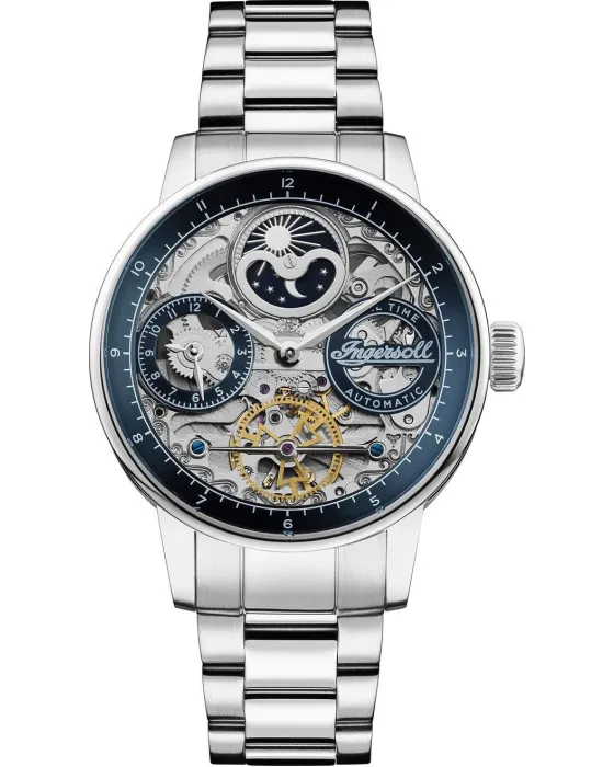 Ανδρικό ρολόι Ingersoll Jazz Automatic I07707, Ασημί / Μπλε καντράν, Μπρασελέ από Ανοξείδωτο ατσάλι