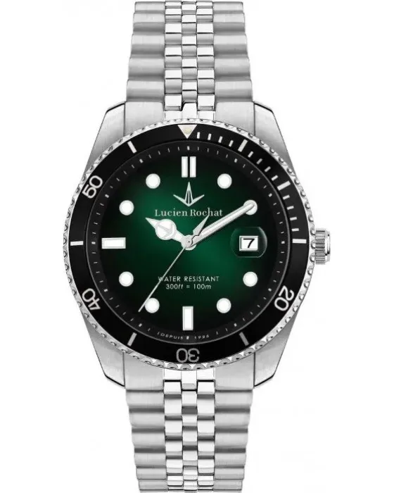 Men's watch Lucien Rochat Leman R0453117003, Black / Green dial, Bracelet in Stainless Steel