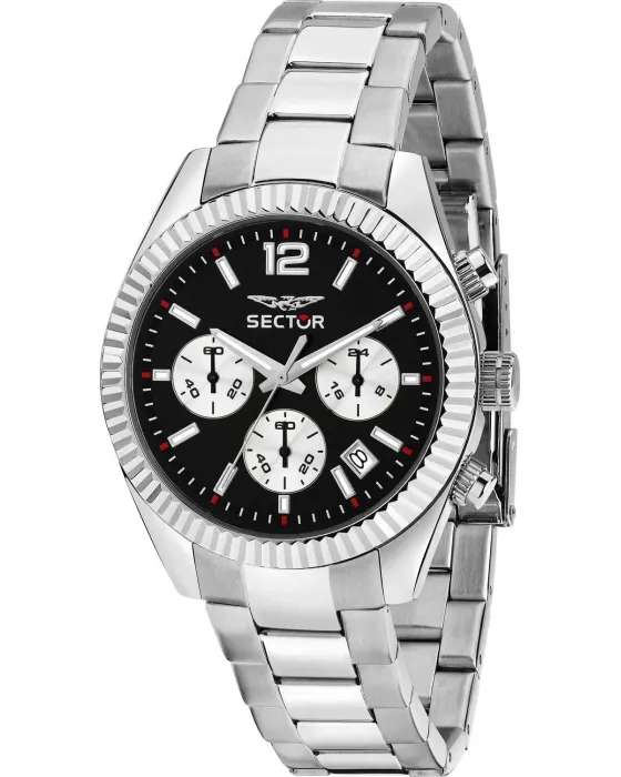 Ανδρικό ρολόι Sector 240 Chronograph R3273640029, Μαύρο καντράν, Μπρασελέ από Ανοξείδωτο ατσάλι