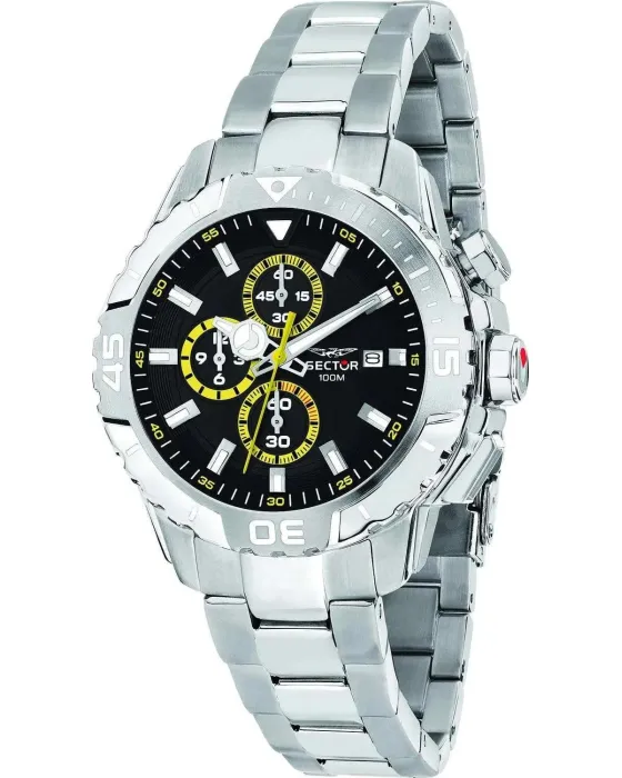 Ανδρικό ρολόι Sector Legend Chronograph R3273735001, Μαύρο καντράν, Μπρασελέ από Ανοξείδωτο ατσάλι