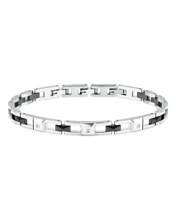 Sector Tennis Bracelet SAFR45, Stainless steel, Black / Silver