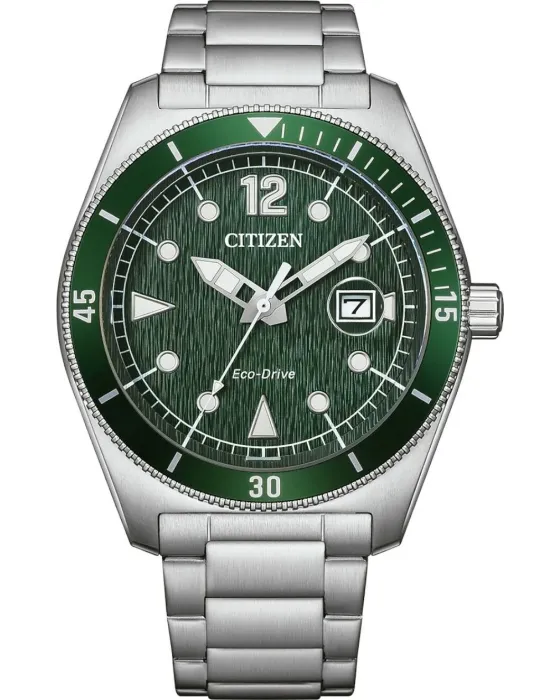 Ανδρικό ρολόι Citizen Sport Eco-Drive AW1880-55X, Πράσινο καντράν, Μπρασελέ από Ανοξείδωτο ατσάλι