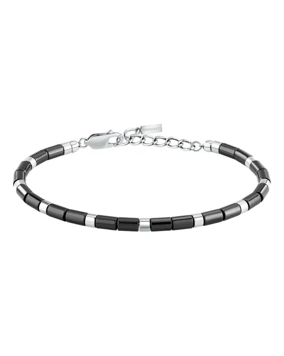 Βραχιόλι Trussardi T-Ceramic TJAXE06, Ανοξείδωτο ατσάλι / Κεραμικό, Ασημί / Μαύρο