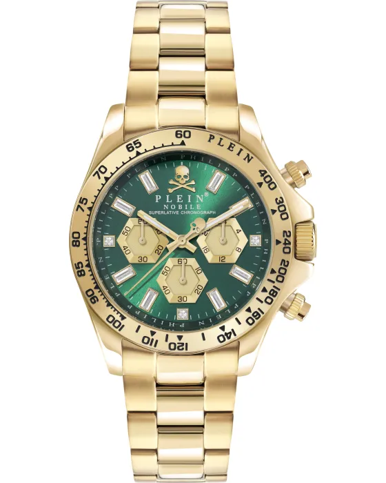Male watch Philipp Plein Nobile Chronograph PWGHA0526, Green dial, Bracelet in Stainless Steel