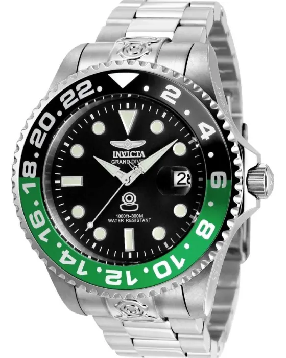 Male watch Invicta Grand Diver Automatic 21866, Black dial, Bracelet in Stainless Steel