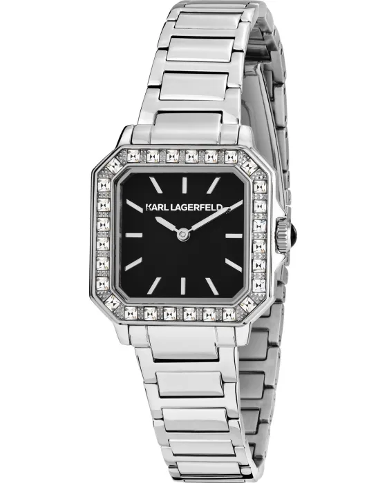 Γυναικείο ρολόι Karl Lagerfeld Icon Square Mini R0553102502, Μαύρο καντράν, Μπρασελέ από Ανοξείδωτο ατσάλι