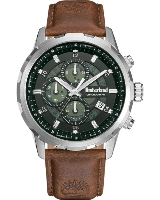 Male watch Timberland Hampton Harbour Chronograph TDWGC0109102, Green dial, Strap in Leather