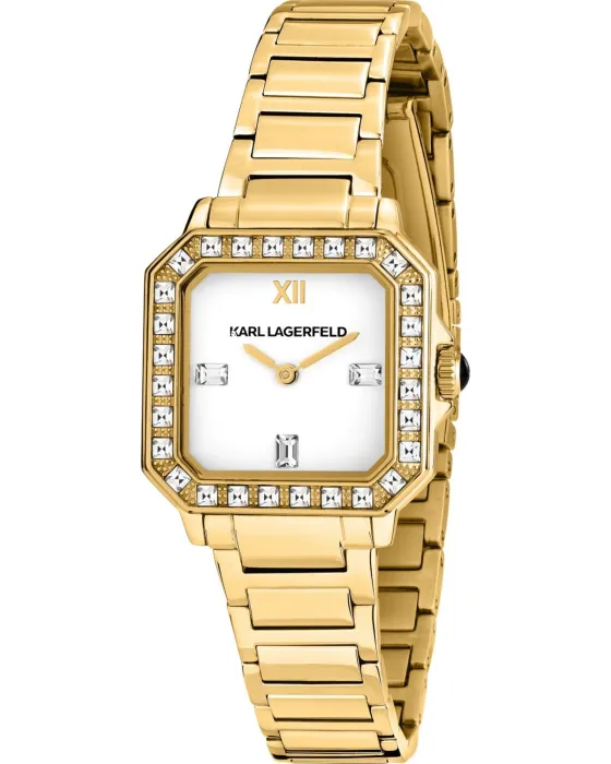 Γυναικείο ρολόι Karl Lagerfeld Square Classics R0553102501, Λευκό καντράν, Μπρασελέ από Ανοξείδωτο ατσάλι