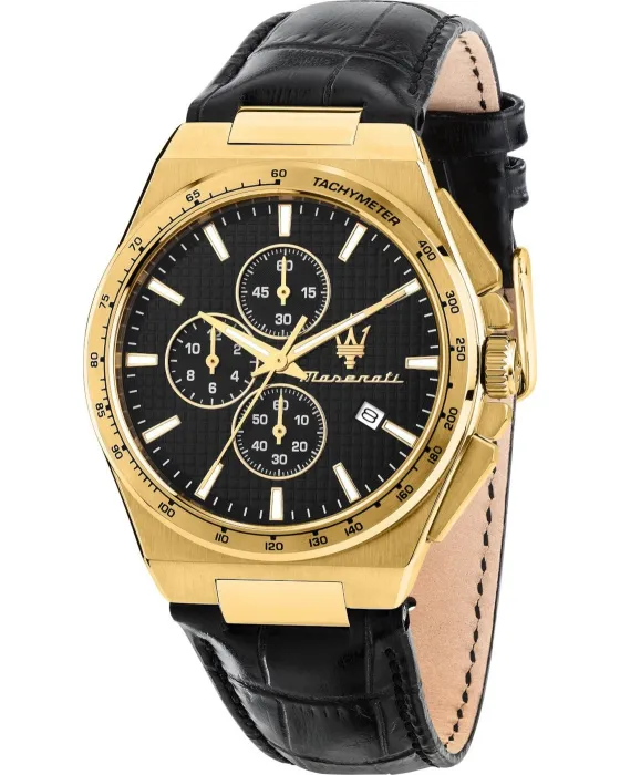 Men's watch Maserati Velocita Slim Chronograph R8871653001, Black dial, Strap in Leather