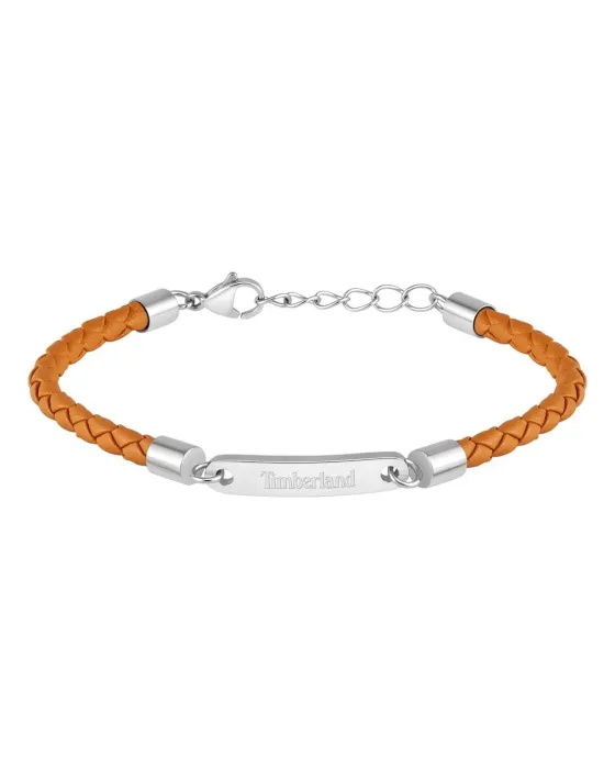 Bracelets Βραχιόλι Timberland J Kennebago TDAGB0000202, Leather / Stainless steel, Orange / Silver